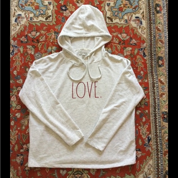 NWOT Rae Dunn Red “LOVE.” Heather-Gray Super Soft Hoodie Small - Picture 1 of 5